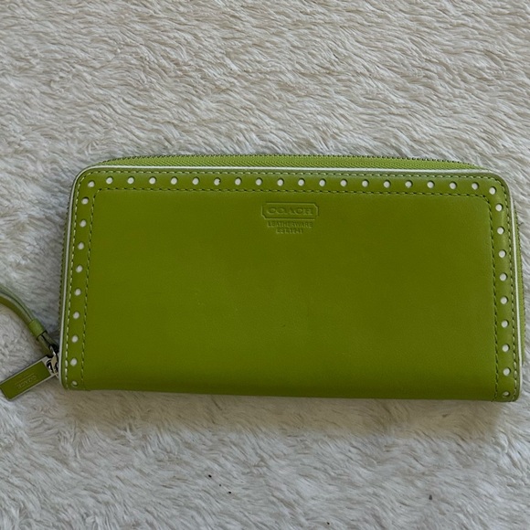 Coach Zip Around Perforated Leather Clutch Wallet - Picture 1 of 10